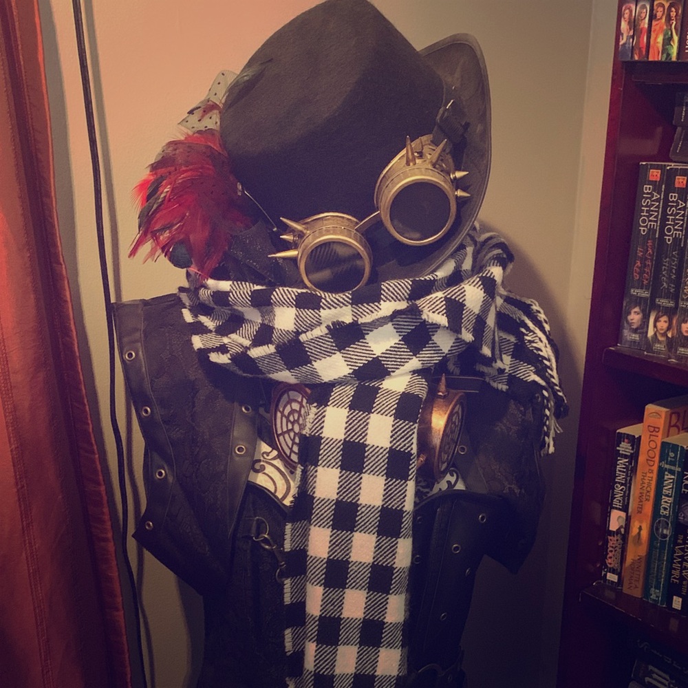 Black and white scarf from Steve Madden.